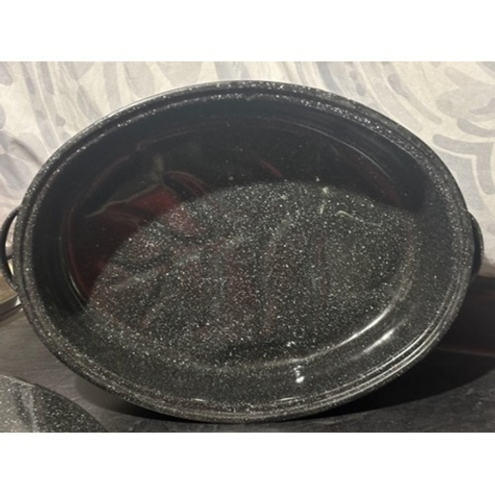 Vtg Speckle Granite Ware Roasting Pan Ham Turkey Roasting Thanksgiving Made  USA